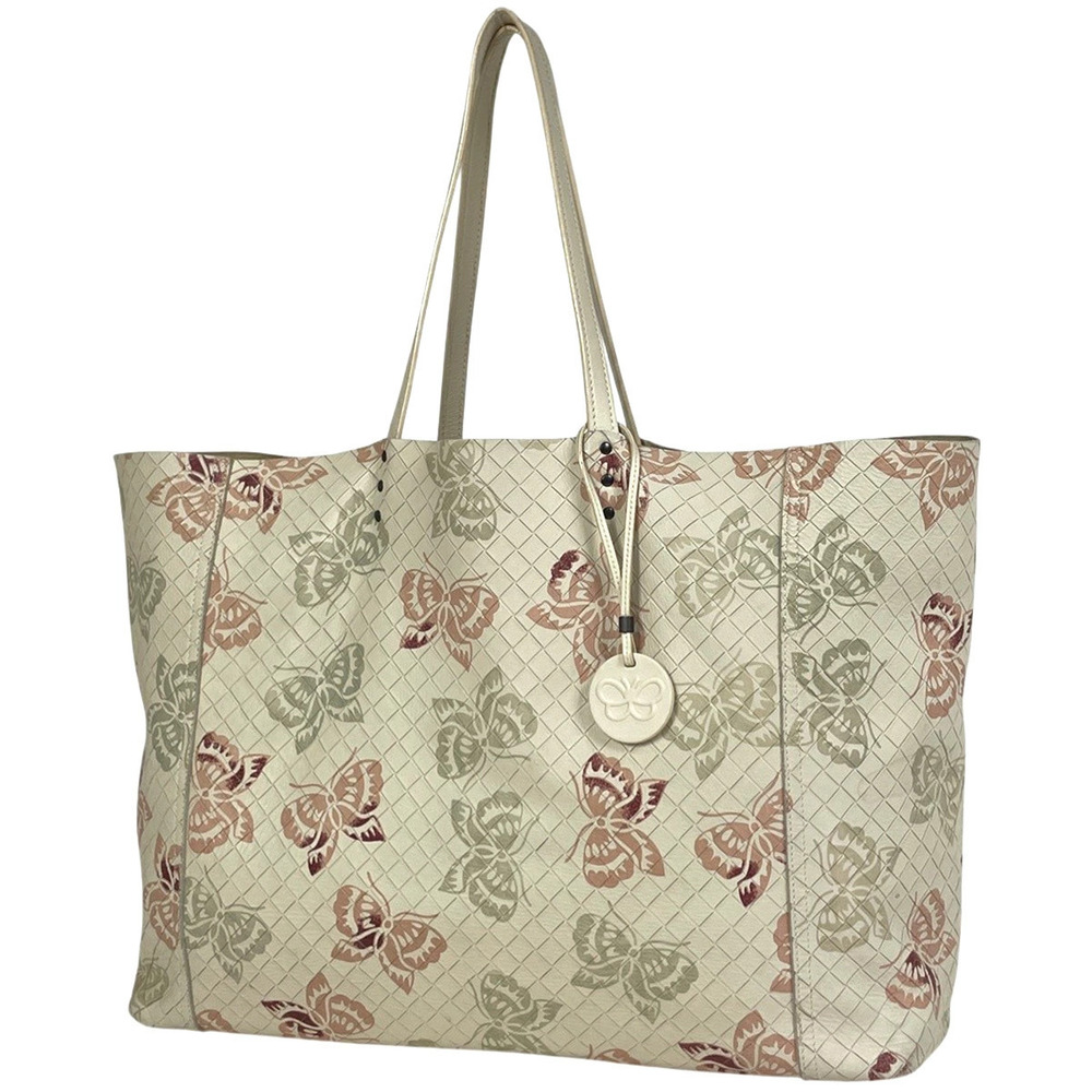 Bottega Veneta Intreccio Mirage Tote Bag Papillon Butterfly Leather Beige Cream